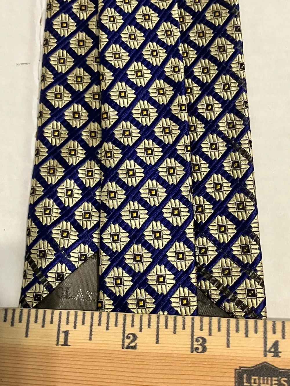 Robert Talbott Navy and Gold Geometric Silk Tie